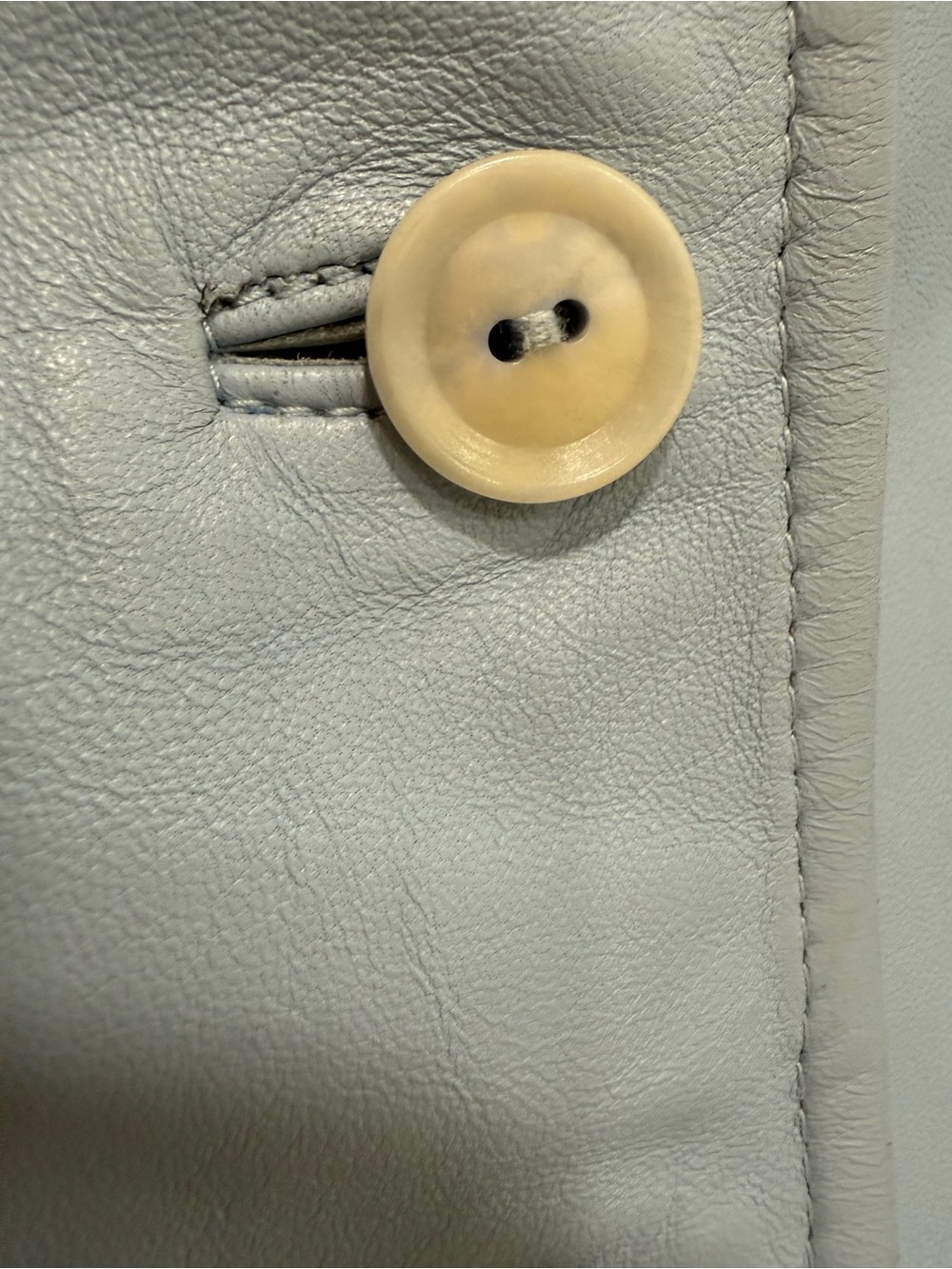 Talbots Light Blue Leather Button-Front Jacket - Picture 5 of 10